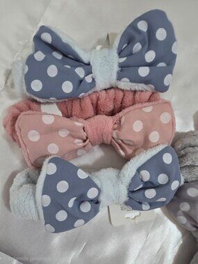 Cute Polka Dot Spa Headband Bow Soft Face Wash Hair Band Skincare Makeup